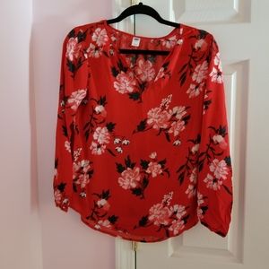 Old Navy Red Flower Top